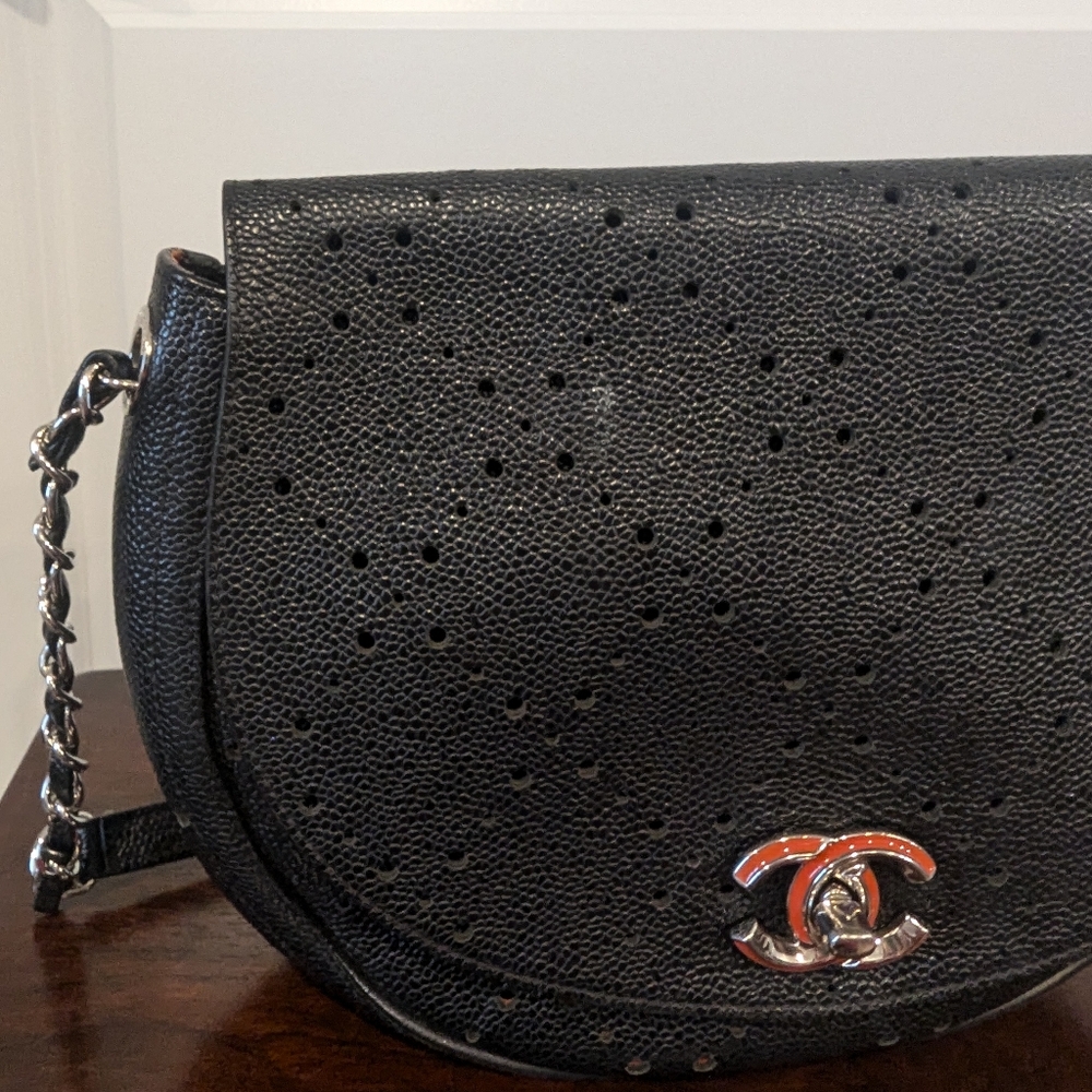 Chanel Perforated Calfskin Medium Flap Messenger - Picture 2 of 13